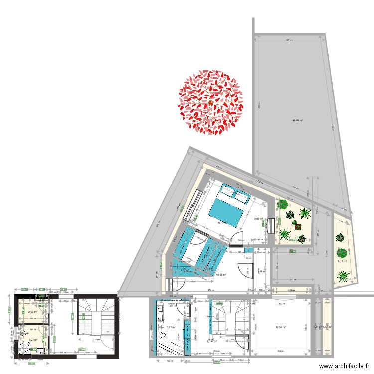 plan dans zone . Plan de 18 pièces et 177 m2