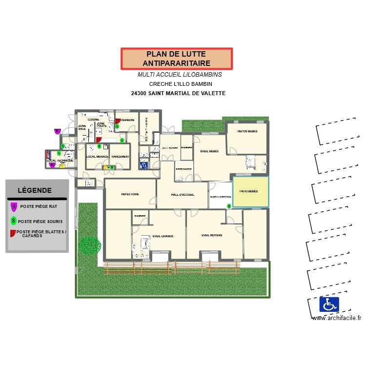 CRECHE NTN ANTIPARASIT. Plan de 25 pièces et 632 m2