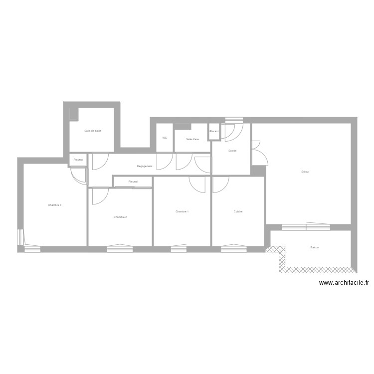 MOINE. Plan de 17 pièces et 93 m2