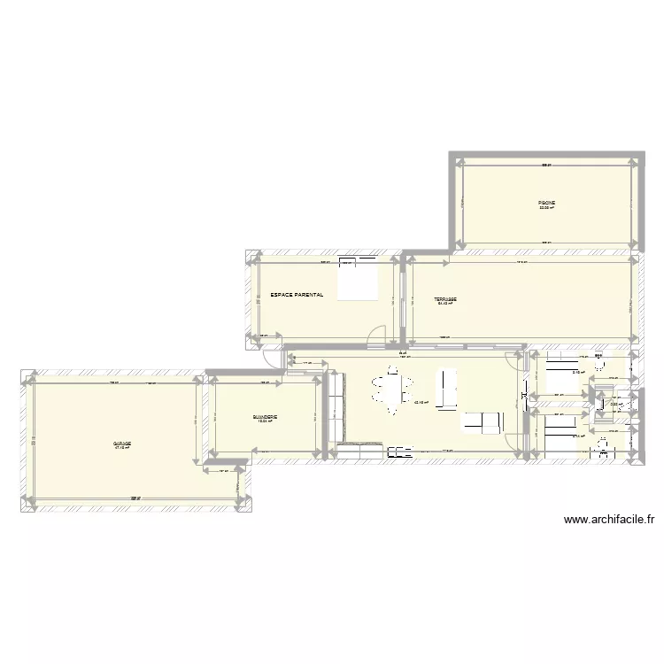 plan avec piscine au sud. Plan de 