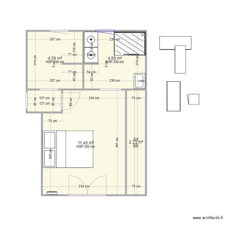 chambre2. Plan de 5 pièces et 24 m2