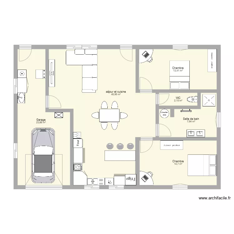 plan maison t3. Plan de 