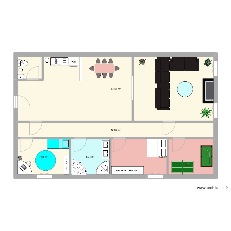 Plan Appartement. Plan de 5 pièces et 92 m2