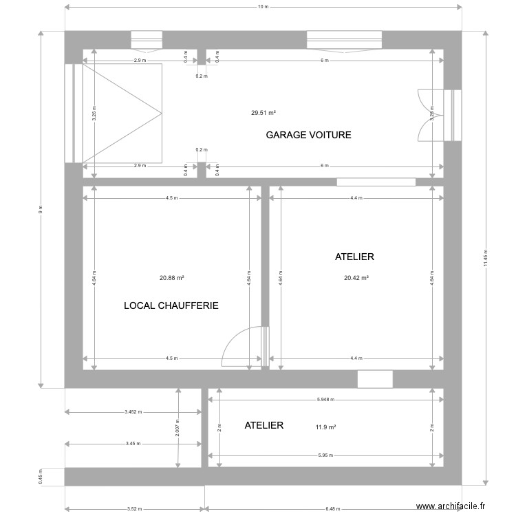 RDC BERNEX. Plan de 4 pièces et 83 m2