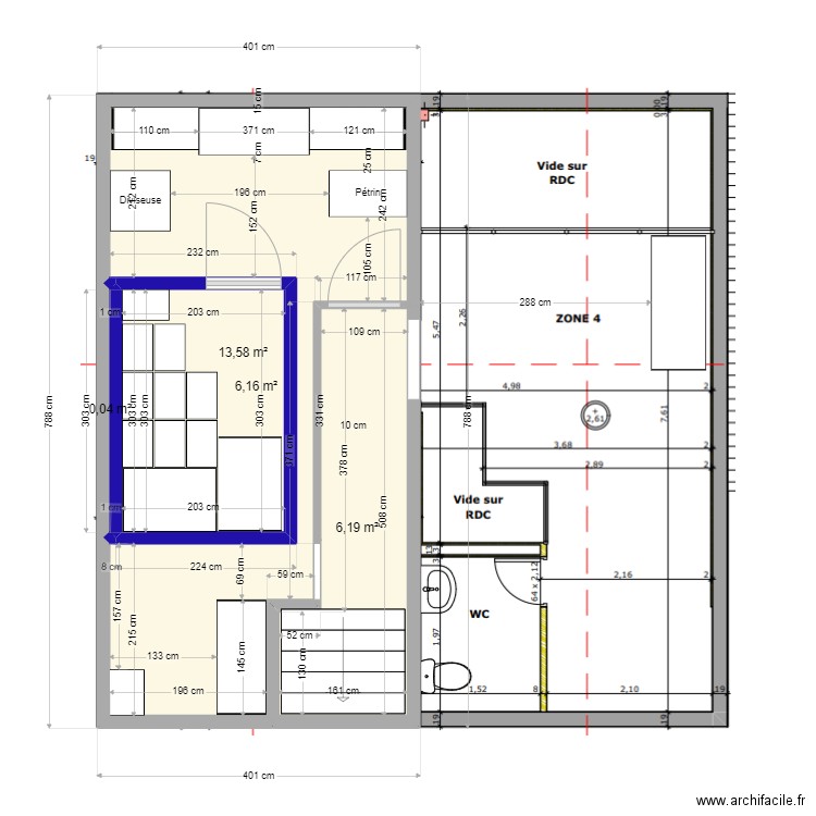 Etage Cluny. Plan de 4 pièces et 26 m2