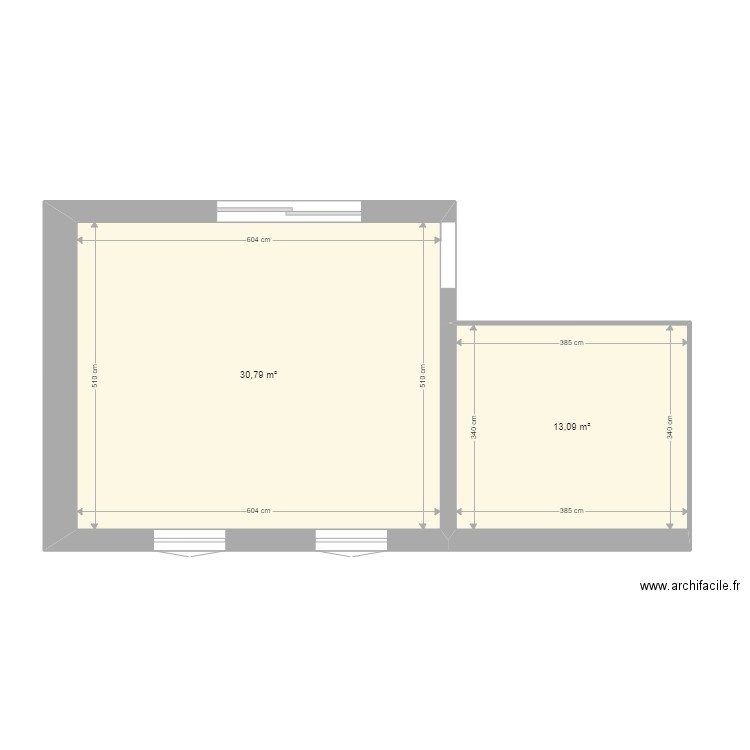 ETAGE RIVE DE GIER. Plan de 2 pièces et 44 m2