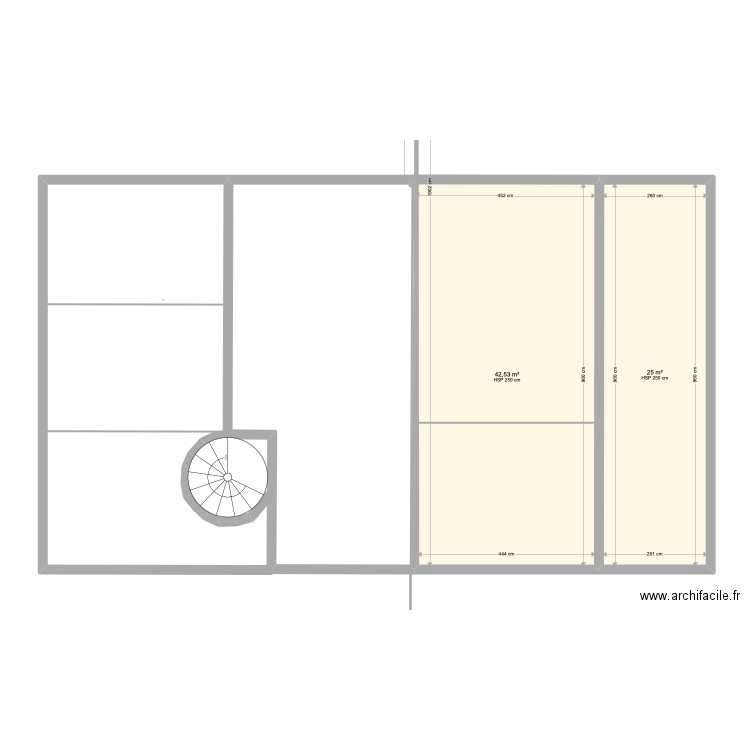 MONTAIGU TOIT TERRASSE 222. Plan de 2 pièces et 68 m2