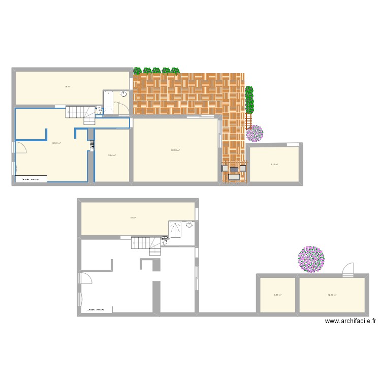 Maison Fougères. Plan de 9 pièces et 135 m2