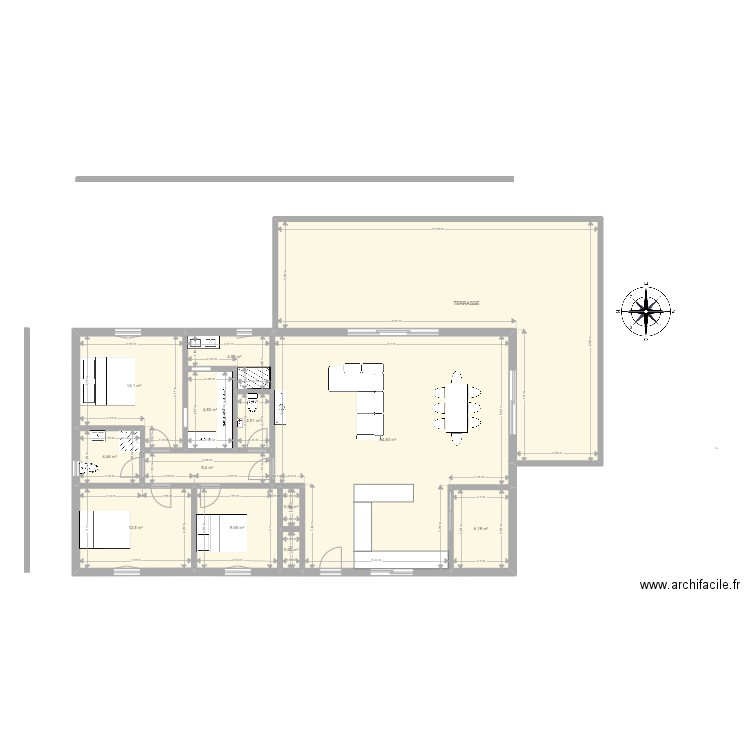 pedinielli 223. Plan de 13 pièces et 193 m2