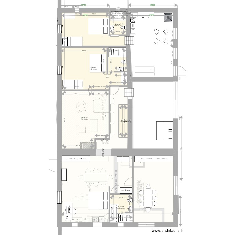 GRANGE PROJET AVEC MEZZANINE BALCON ET CAVE A VIN. Plan de 13 pièces et 215 m2