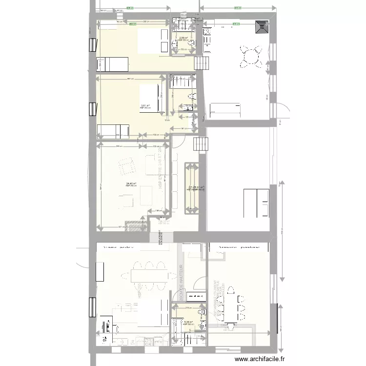 GRANGE PROJET AVEC MEZZANINE BALCON ET CAVE A VIN. Plan de GRANGE PROJET AVEC MEZZANINE BALCON ET CAVE A VIN. Plan de