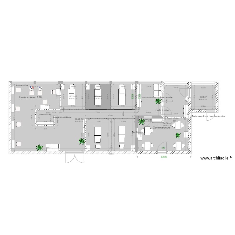 Bio Esthétique . Plan de 5 pièces et 119 m2