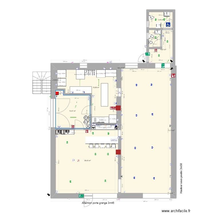 bar gauche pour elec. Plan de 24 pièces et 331 m2