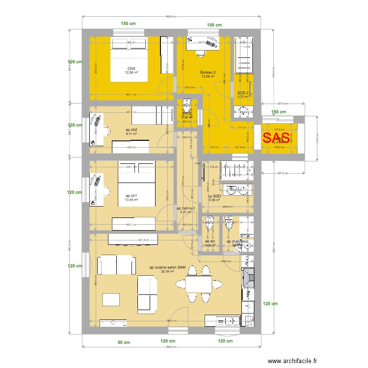 annexe appart 2 ch 129  102. Plan de 0 pièce et 0 m2