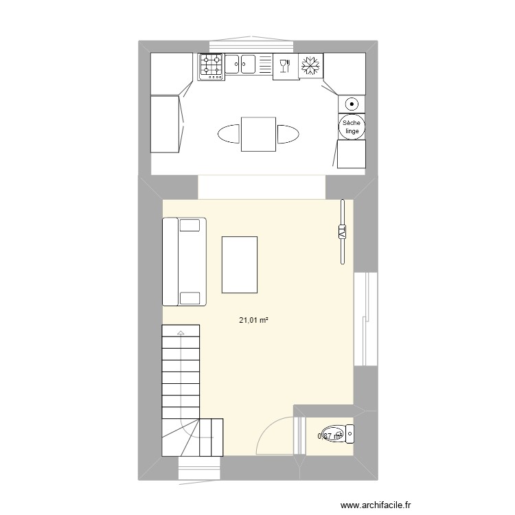 avec extension - Plan 2 pièces 22 m2 dessiné par coco44bmw
