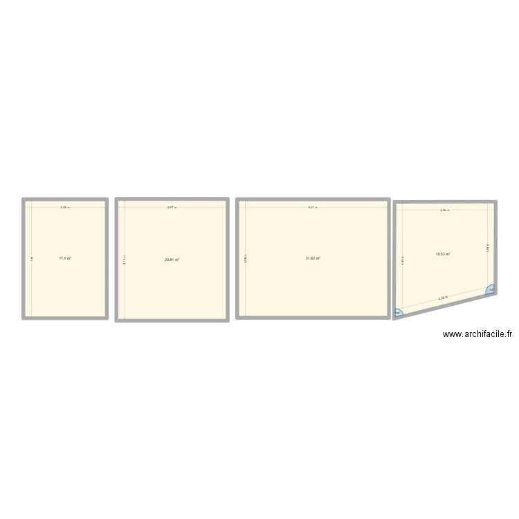 REZ DE CHAUSSEE. Plan de 4 pièces et 92 m2