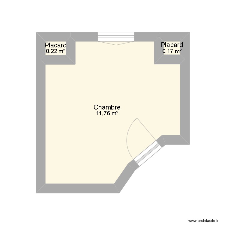 chambre. Plan de 3 pièces et 12 m2