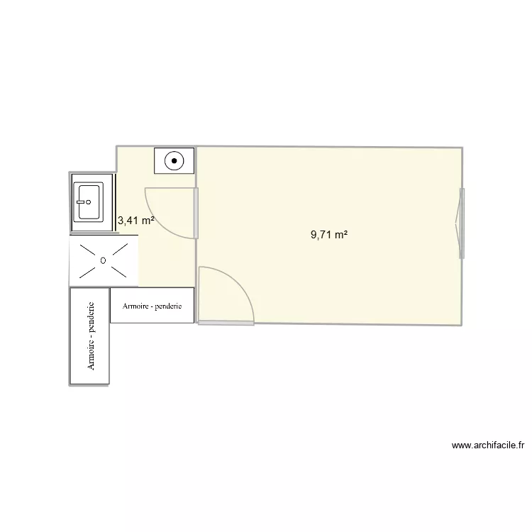 SdB. Plan de 2  et 13 m²