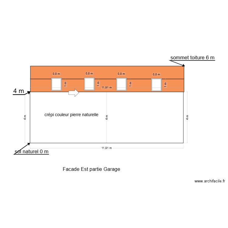 facade est partie garage. Plan de 0 pièce et 0 m2