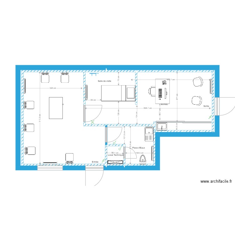 Cabinet medical. Plan de 8 pièces et 47 m2