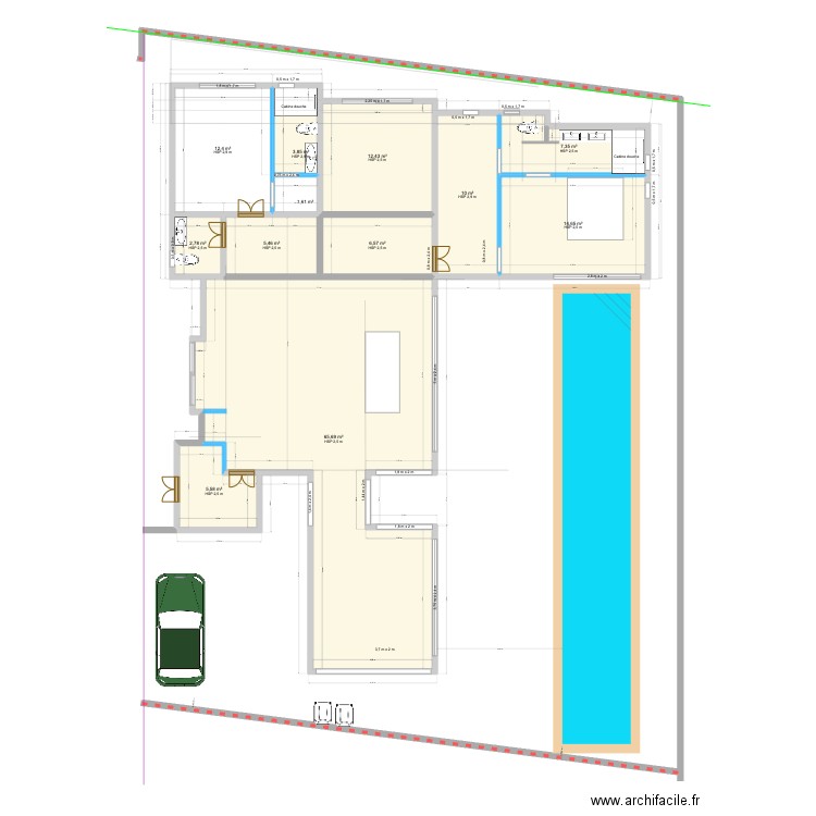 Diamond 12. Plan de 9 pièces et 150 m2