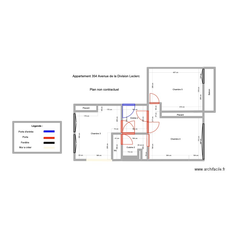 Appartement ROUSSEAU 2 pièces . Plan de 8 pièces et 54 m2