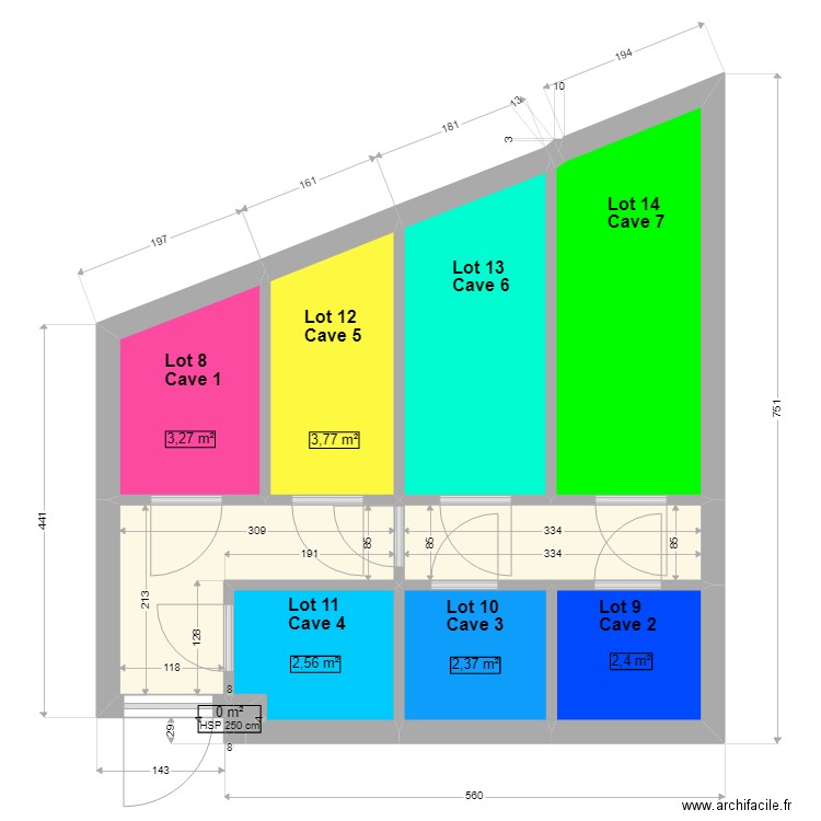 plan 7 caves modifié 2 couleur 2 sans cotation. Plan de 10 pièces et 33 m2