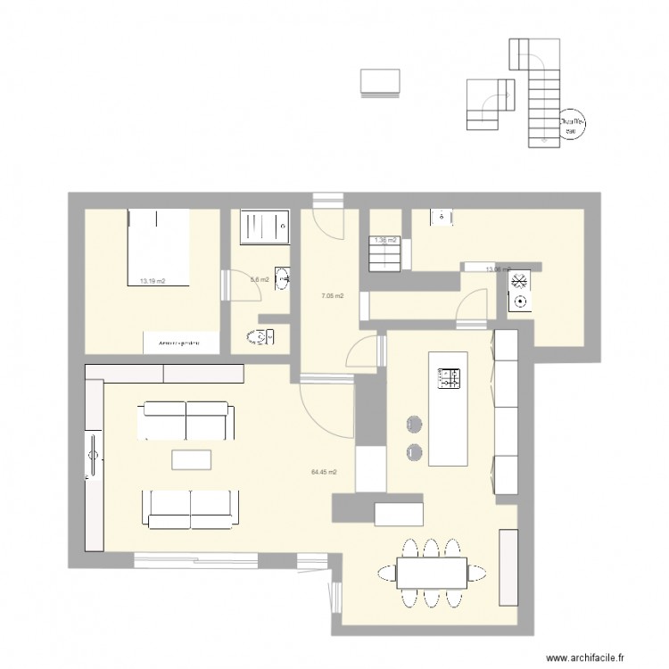 Maison Tohogne Flo. Plan de 6 pièces et 105 m2