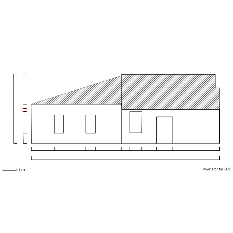 Façade Sud-ouest existant. Plan de 0 pièce et 0 m2