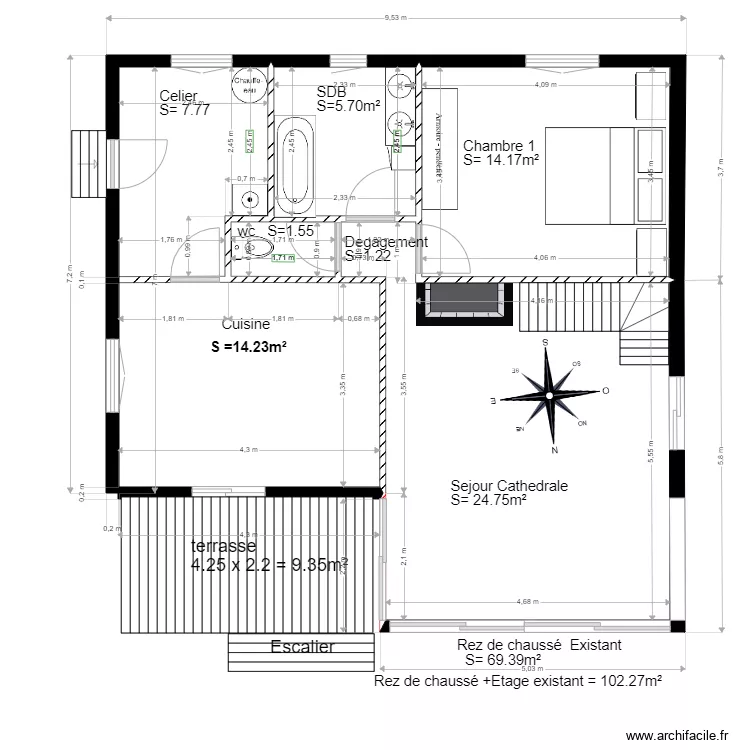  Existant chalet 50. Plan de 