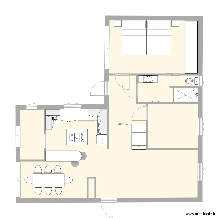 futur maison en L 75 m2. Plan de 0 pièce et 0 m2