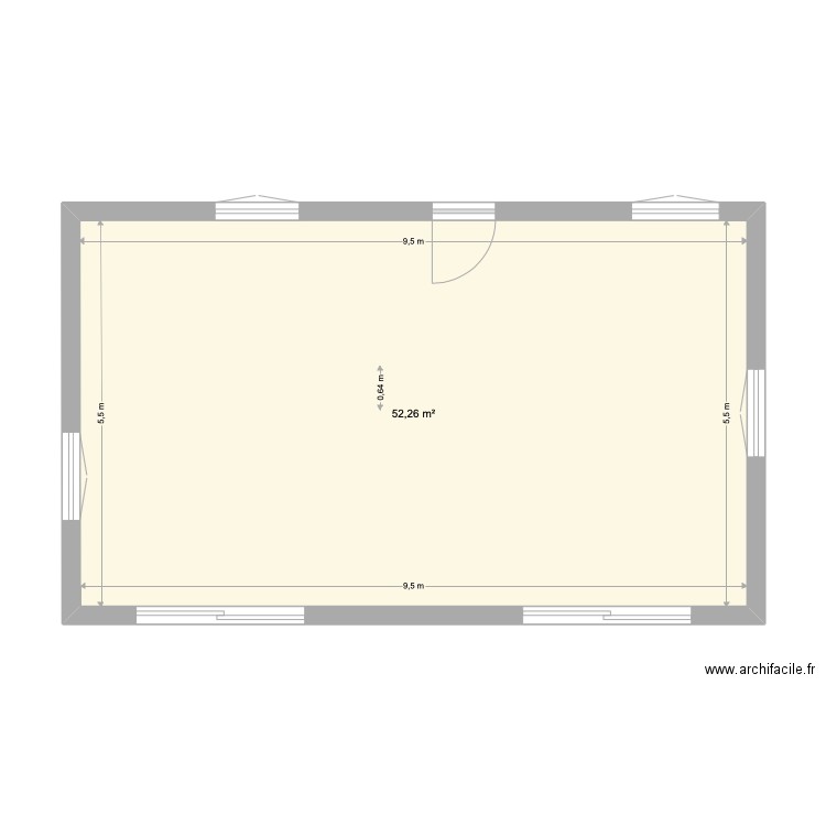 PLAN NU RDC 2. Plan de 1 pièce et 52 m2