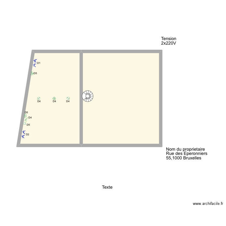 'Grand Place. Plan de 2 pièces et 35 m2