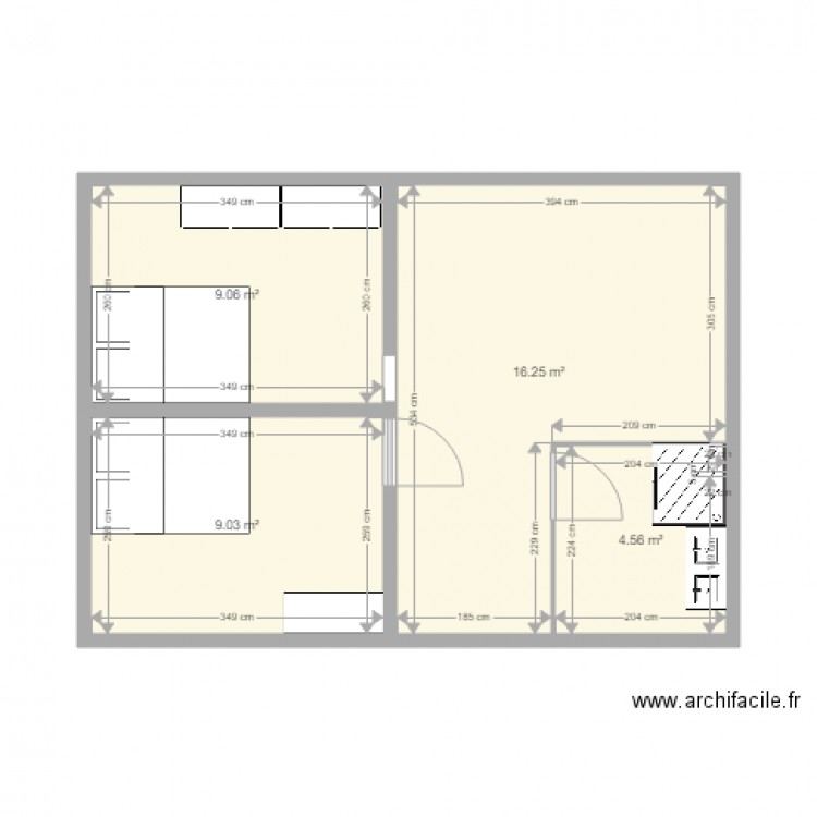 plan 1. Plan de 4 pièces et 39 m2