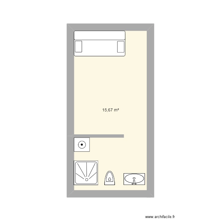 Salle de bain. Plan de 1 pièce et 16 m2