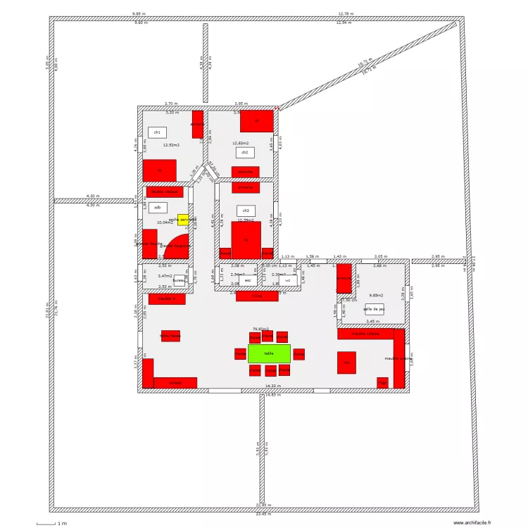 plein pied 130m. Plan de plein pied 130m. Plan de