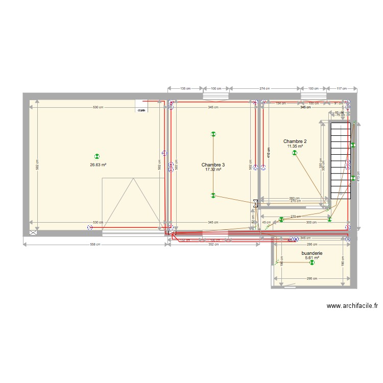 chambres bas électricité. Plan de 0 pièce et 0 m2