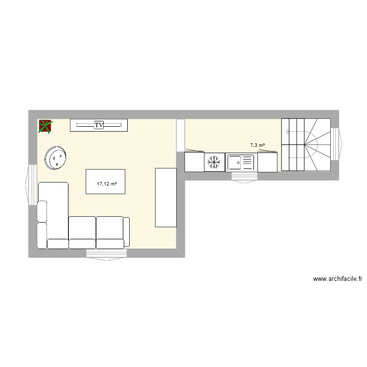 Plan surélévation maison étage 3. Plan de 2 pièces et 24 m2