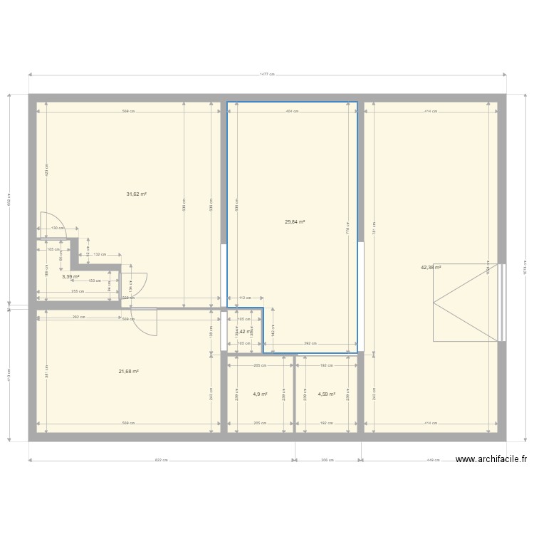 Yvrac SSOL Existant2. Plan de 8 pièces et 140 m2