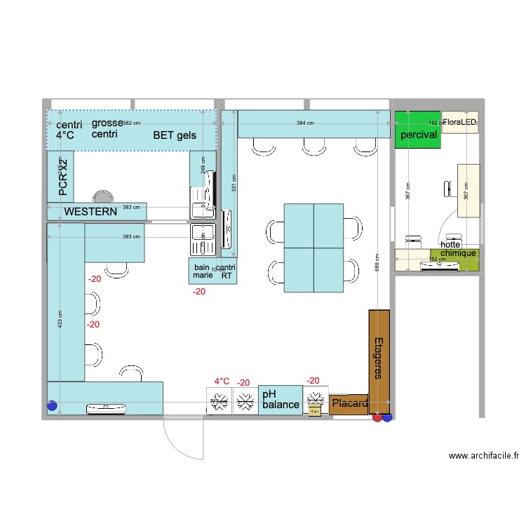 Labo 2 - simple. Plan de 3 pièces et 60 m2