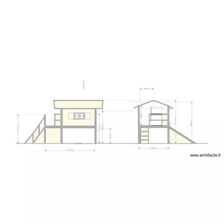Cabane de jardin enfants 5 cote. Plan de 