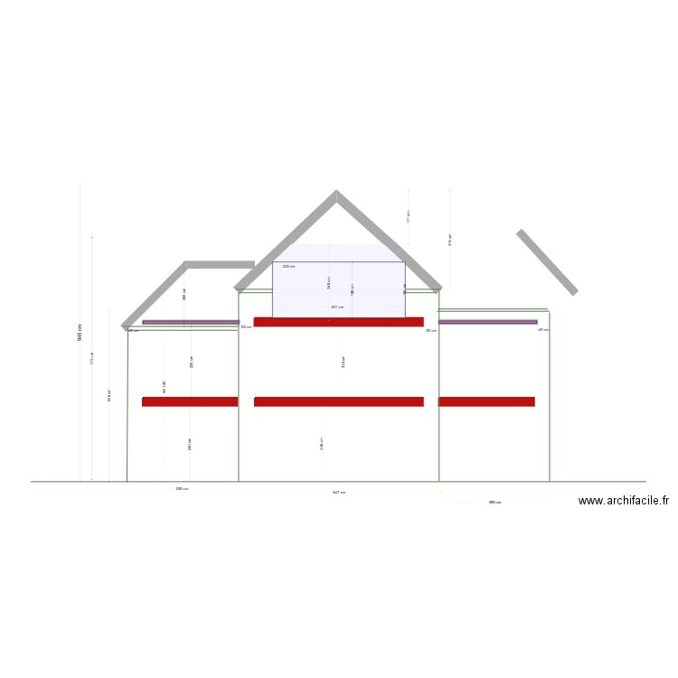 coupe facade maison potager. Plan de 0 pièce et 0 m2