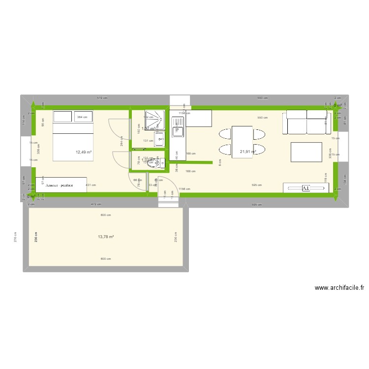 Plan étage avec isolation 3. Plan de 7 pièces et 51 m2