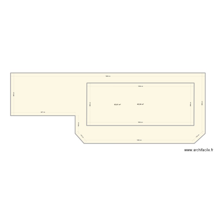 Terrasse. Plan de 2 pièces et 144 m2