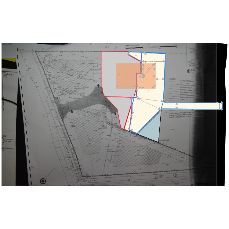 PLAN BORNAGE SIGNATURE LIMITE bleu LOT 366 et LIMITE ROUGE 360 ok mesures. Plan de 0 pièce et 0 m2