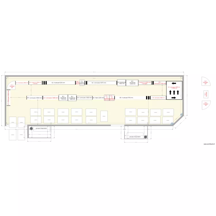 implantation production modifi&eacute; V13. Plan de 