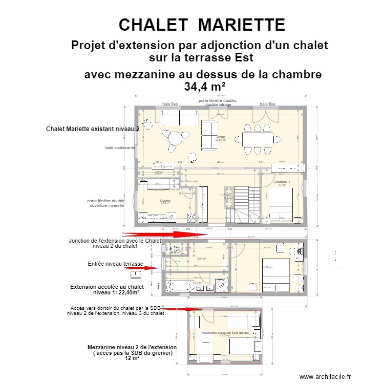 extension variante 7 1. Plan de 11 pièces et 96 m2