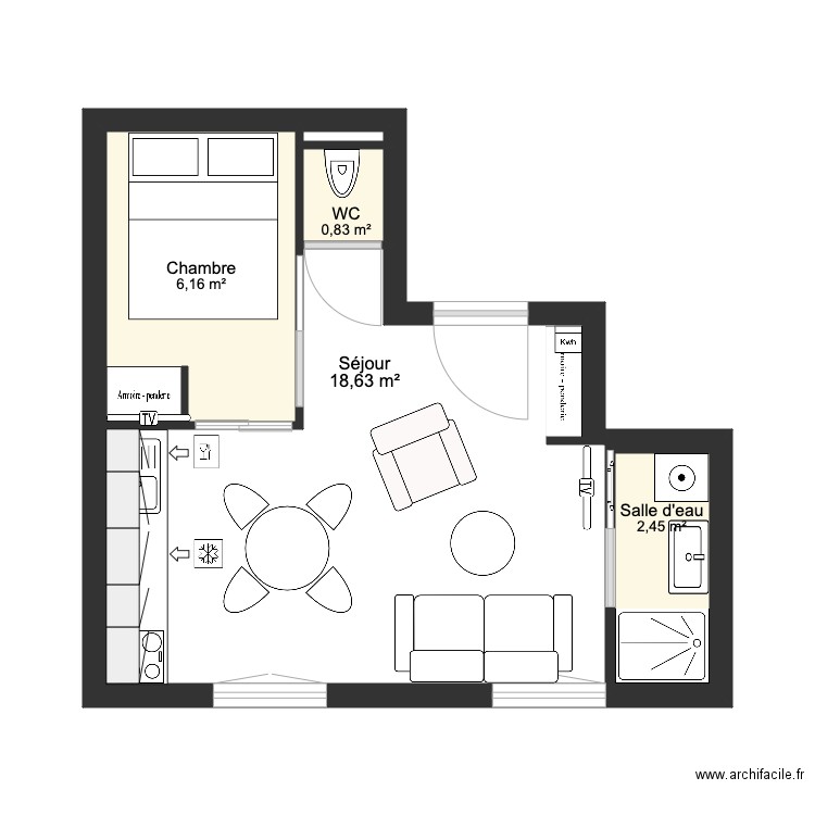 Sully V1. Plan de 4 pièces et 10 m2