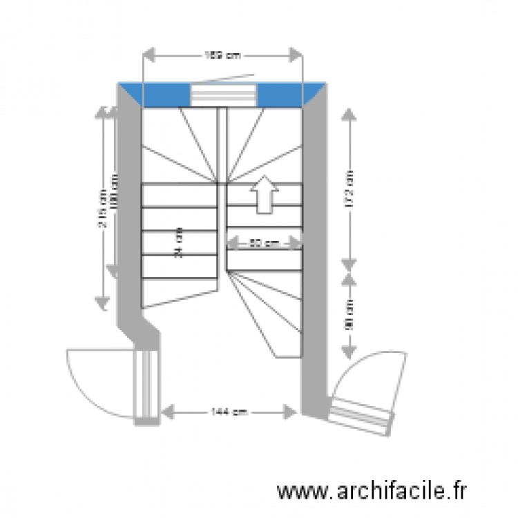 Escalier double quart tournant pour projet. Plan de 0 pièce et 0 m2