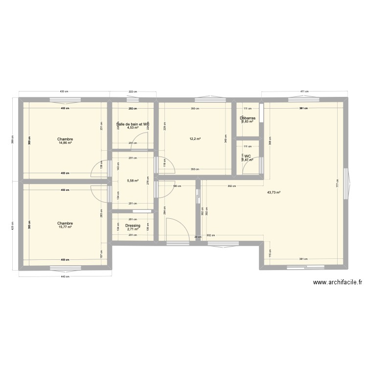 plan zeta. Plan de 9 pièces et 103 m2